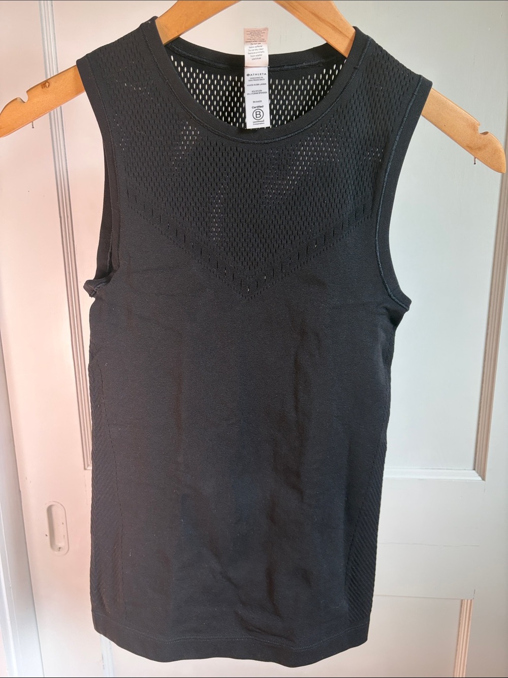 Athleta Black Mesh-Yoke Performance Tank